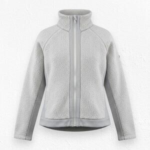 The North Face Cream Gray Sherpa Fleece Soft Cozy Full Zip Jacket Size Large